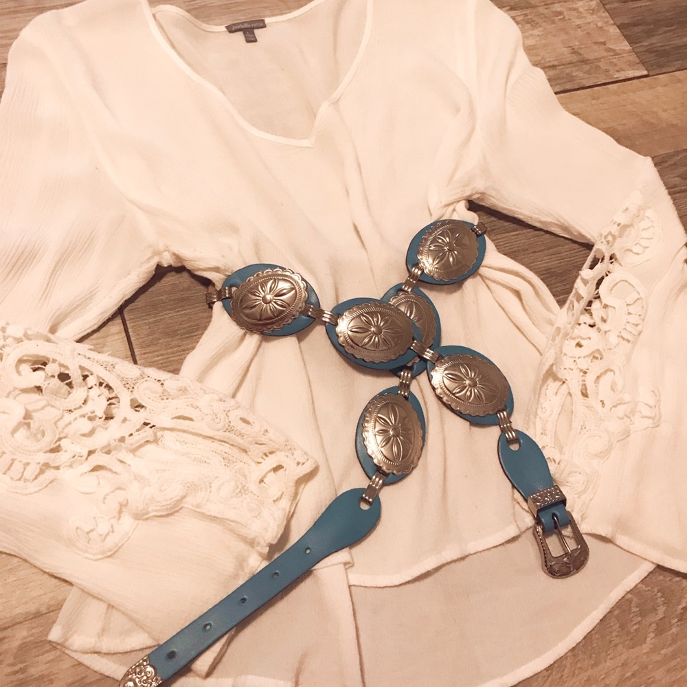 Turquoise and Silver Boho Belt